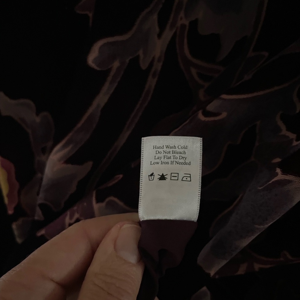 Coldwater Creek Burgundy Floral Velvet Button-Front Blouse - Picture 4 of 5